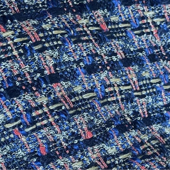 Ann Taylor Lined Blue Tweed Short Sleeve Sheath Dress With Pockets Women’s Sz 8 - Picture 6 of 8